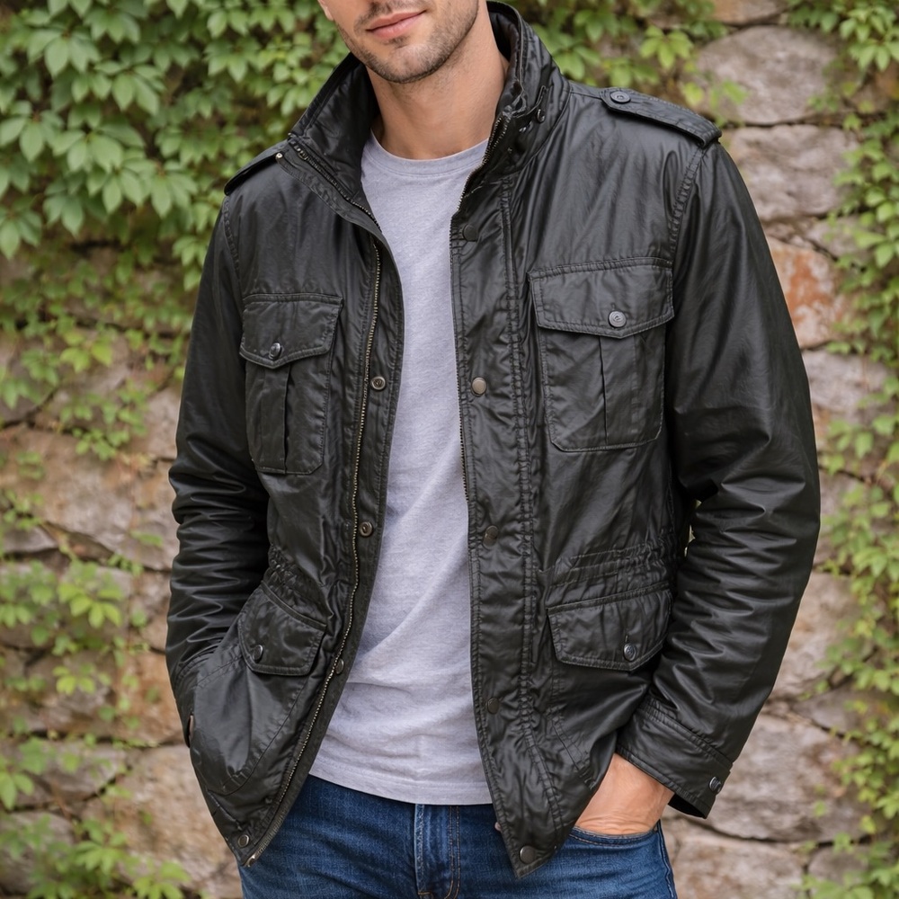 JOHNSTON & MURPHY Waxed Utility Jacket, M